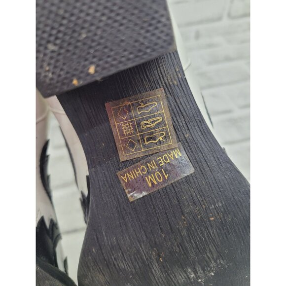 Ann Creek Western Cowboy Knee High Boots White Black High Stitch Contrast Sz 10 - Picture 8 of 8